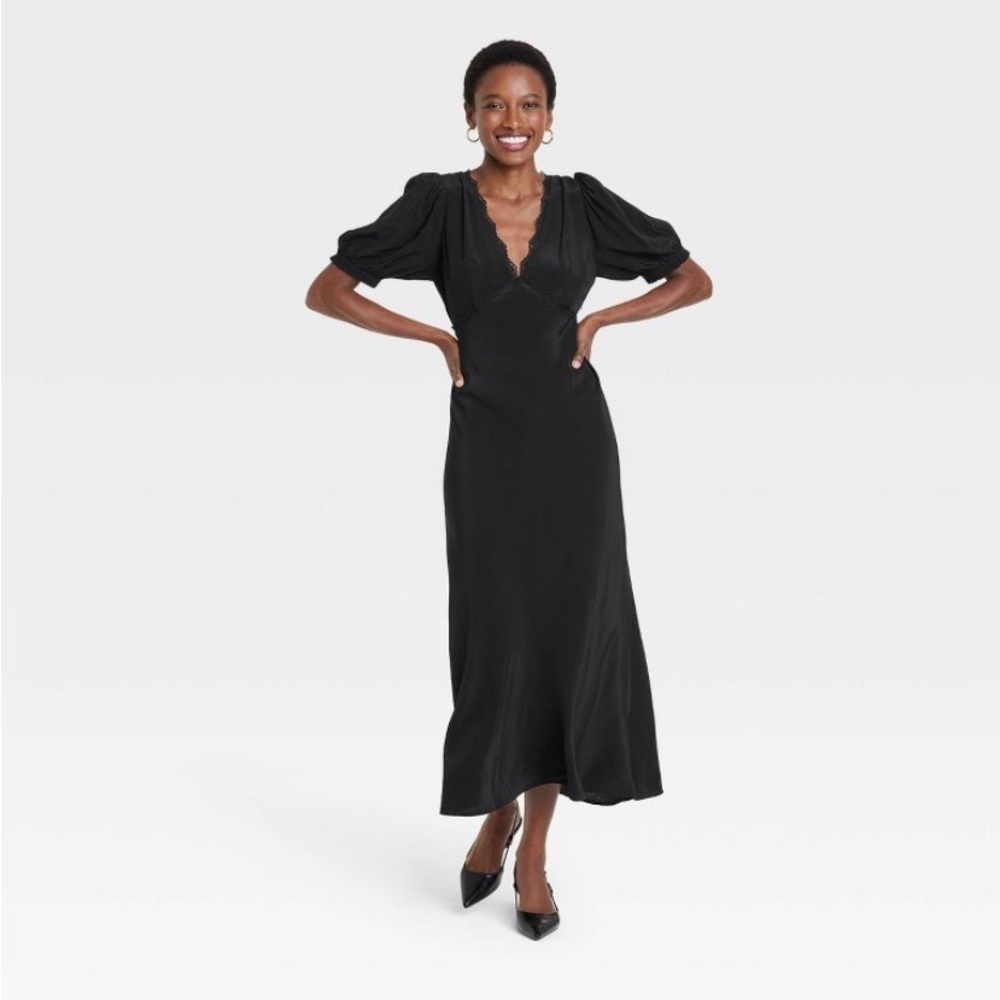 Women's Lace Puff Short Sleeve Maxi Dress
- A New Day™ Black new